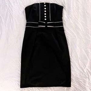 Strapless sexy little black dress with a bow | River Island | Small